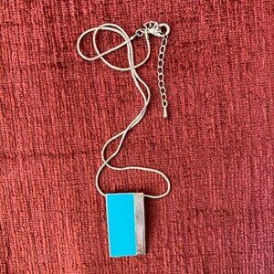 Cool Blue Silver Metal Necklace
